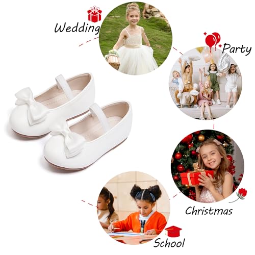 Image of PHIRAMIN Toddler Flower Girl Dress Shoes - Little Girl Ballet Flats Bow Wedding Party