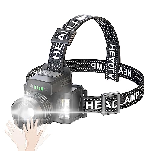 Lixada Running LED Headlamp Multi Modes with Motion Sensor 800-1000lm IPX4 Waterproof, Headlight USB Rechargeable Zoomable Head Lamp Work Light Flashlight for Camping Climbing Car Repairs Cycling