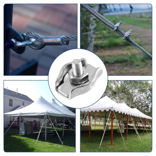 Gebrazy Drahtseilklemme,12 Stück Drahtseilklemme,4mm Klemme,Edelstahls Seilklemme,Edelstahl 304 Kabelklemme,Edelstahl 304 Kabelklemme für Drahtseil Stahlseil Wäscheleinenspanner Markise Fixiert (M4)