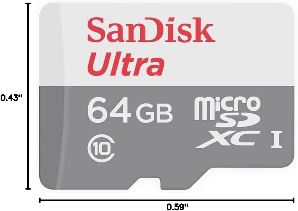 SanDisk Ultra 64GB microSDXC UHS-I Card with Adapter, Grey/Red, Standard Packaging (SDSQUNC-064G-GN6MA)