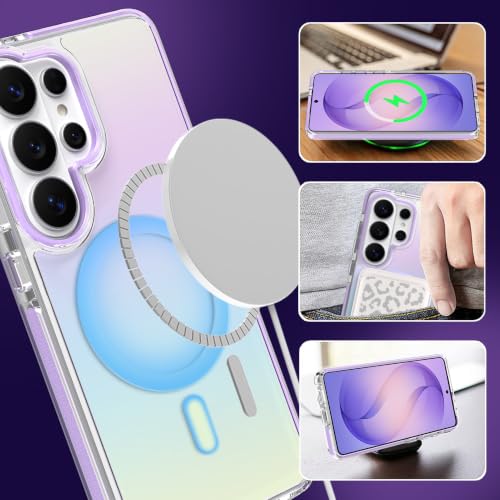 Image of Magnetic Case for Samsung Galaxy S26 Ultra [Compatible with Magsafe] [Anti-Yellowing] [1 Screen Protector] Slim Clear Iridescent Case for Galaxy S26 Ultra 6.9 inch, Purple
