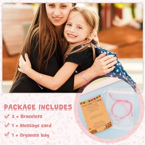 Image of EOBOH First Day of School Bracelet Mommy and Me, Prek Matching Wish Bracelets Set, Adjustable Bracelet for Boys Girls Gifts Stuff Bulk