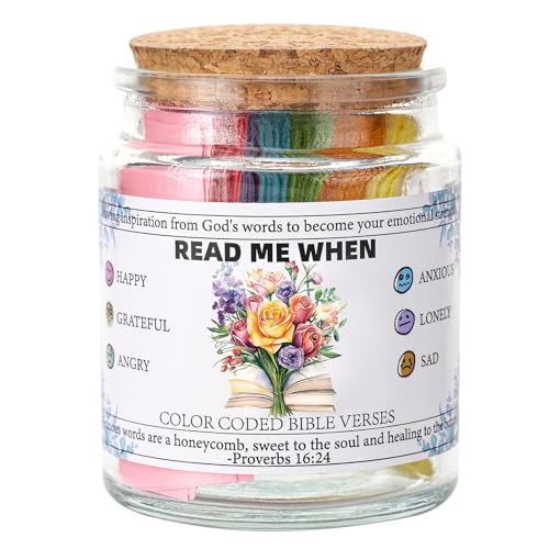 INCOK Christian Gift for Women Men, Read Me When Bible Verse Jar for Emotions and Feelings with Keychain, Graduation Gifts for Her, Birthday Gift for Women Men, Gifts for Easter Basket Stuffers