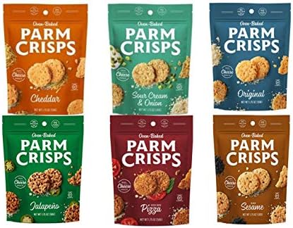 6 Count - ParmCrisps All 6 Flavors Variety Pack, 1.75 Ounce Bags, 100% Cheese Crisps, Keto Friendly, Gluten Free In KC Gourmet White Kraft Box