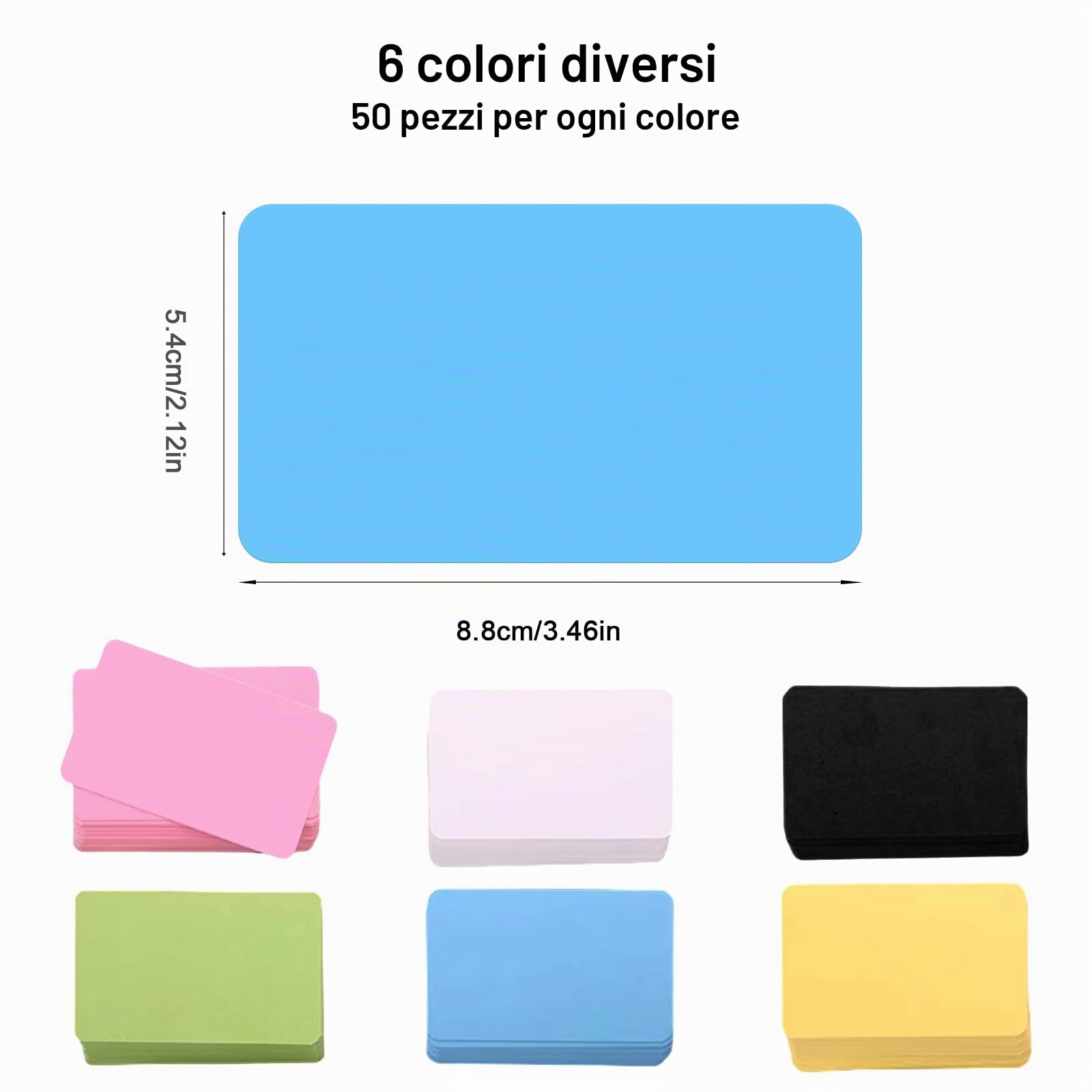 300 Pezzi Carte Kraft Vergini, Biglietti da Visita, Cartoline, Nero/Bianco/Rosa/Giallo/Blu/Verde