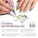 Nail Art Pens Set, 12 Vibrant Colors Nail Art Pens for Painting Nails, Quick Dry 0.5MM Fine Tip Nail Art Polish Markers, Acrylic Nail Pens for Nail Art Creation and Design, Party, DIY