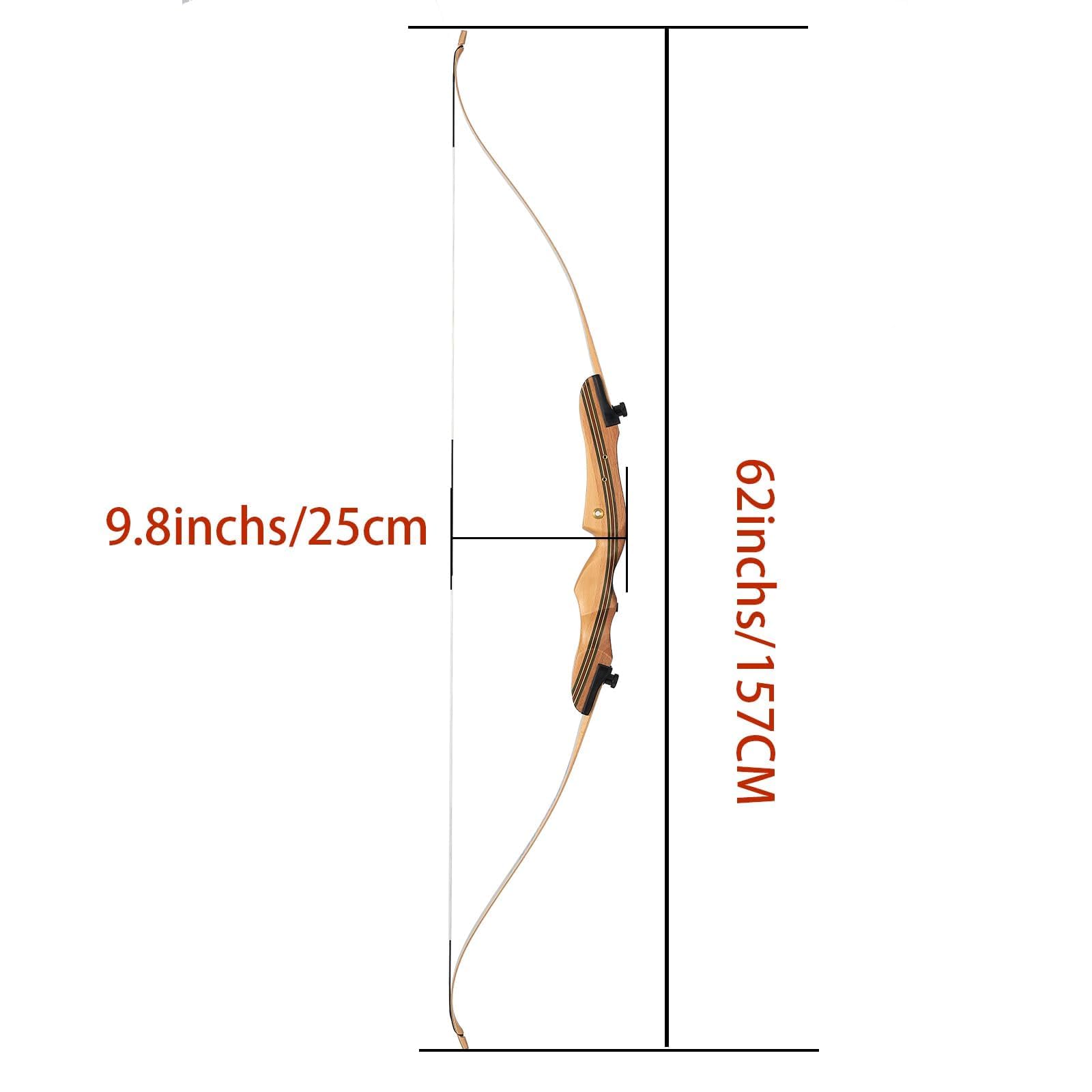 62 Zoll Bogenschießen Recurve Bogen Set für Erwachsene und Anfänger, Takedown Recurve Bogen für Outdoor, Jagd und Praxis, Rechte Hand, 26/30/34/17.2 kg