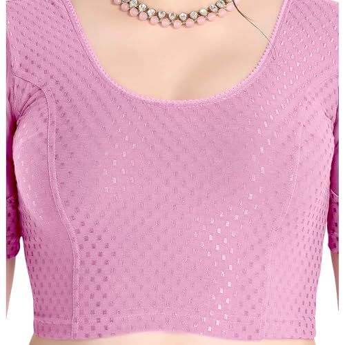 Image of FINESTFIT Stay On Trend Fashion 100% Cotton Readymade Blouses for Women,Round Neckline with Organza Balloon Sleeves.