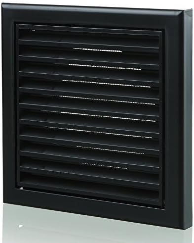 100 mm Plastic Louvred Wall Vent Grille 4 Inch Black Ceiling Extractor Fan Bathroom Cover with Flyscreen For Internal Or External Use Tumble Dryer Ventilation House Fans Hydroponics