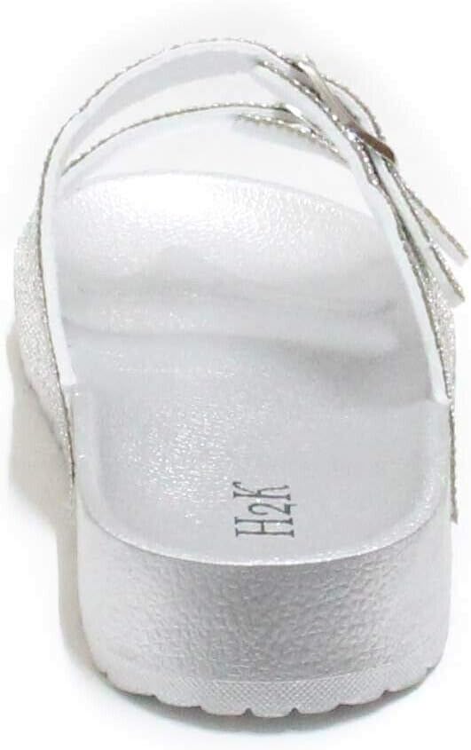 H2K Womens Glitter Double Buckle Adjustable Comfort Slip On Slides Sandals Espen - Image 4