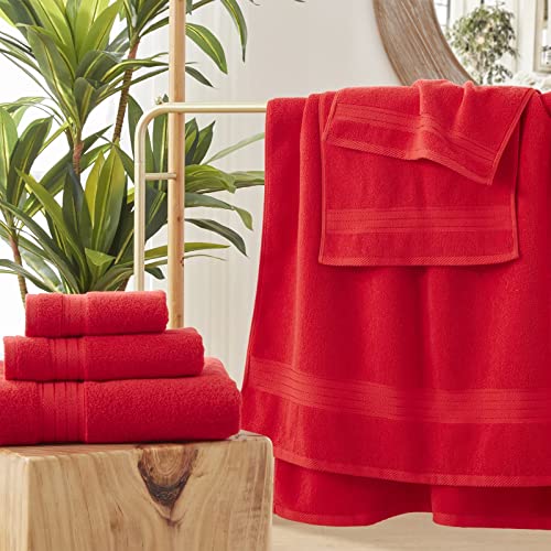 Cozyart Red Bath Towels Set For Bathroom Soft Absorbent Durable 650 Gsm Turkish Cotton Towel Set Of 6, 2 Large Bath Towels, 2 Hand Towels, 2 Washclothes #TOP3