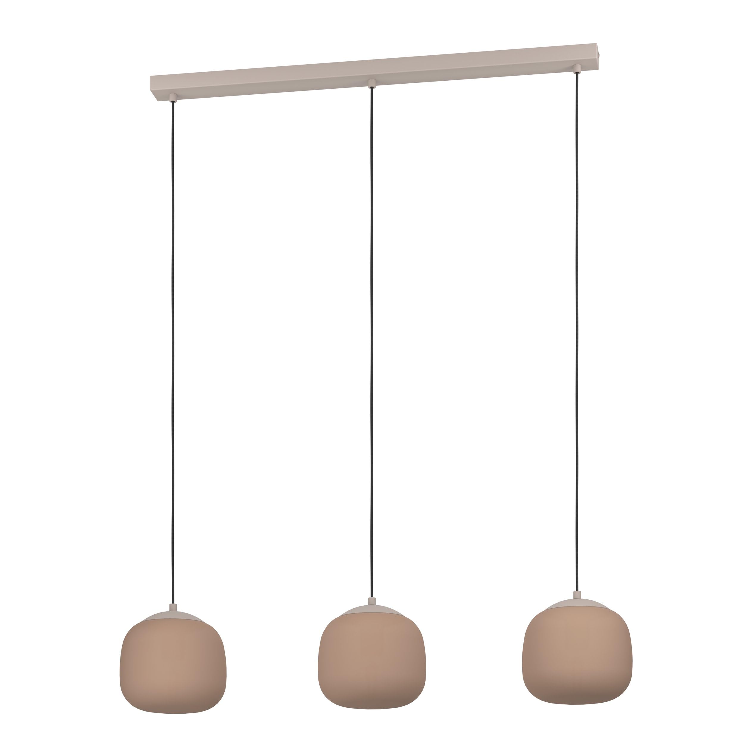 Eglo Pendant Lamp Cominio, 3-Light Above Dining Table, Room Light Made of Frosted Glass in Sand Tones and Taupe Metal, with E27 Socket, 88.5 cm โ image 1