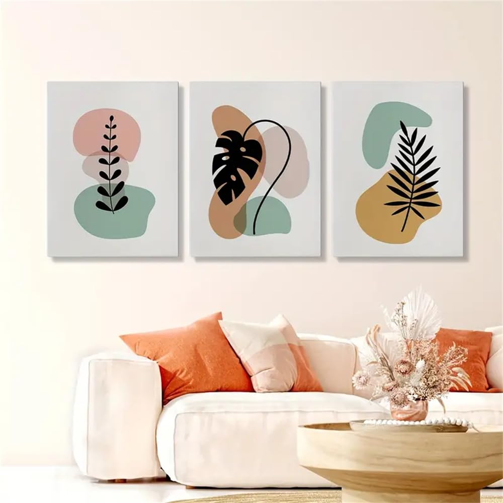 WBYZAC Botanical Posters-Boho Canvas Print Posters, Abstract Geometric Canvas Wall Art Paintings, Artwork for Living Room Bedroom Office Hallway Kitchen Wall Decors-60 * 70cm*3PCS (No Frame)