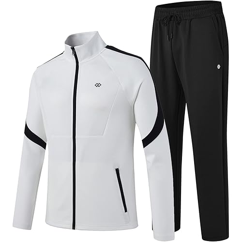 MoFiz Men's Tracksuits Set Long Sleeve Causal Full Zip Running Sports Sweatsuit For Men 2 Piece Outfits