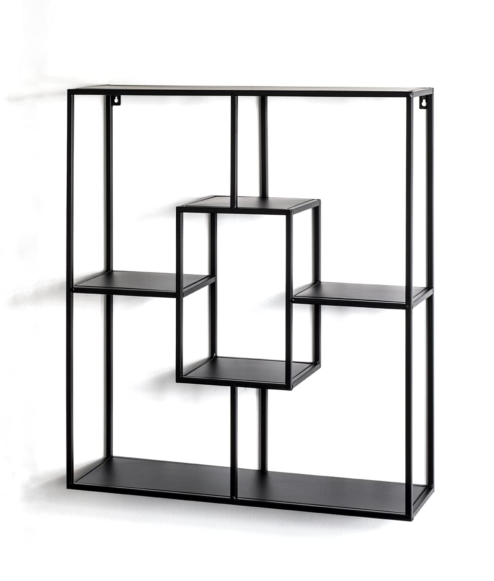 HAKU Wandregal schwarz, Metall - Maße: B 60 x H 70 x T 18 cm, Style: Modern