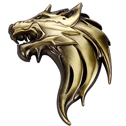 Sakuun Wolf Car Badge 3D Logo Metal Emblem Automotive Sticker Decal Flexes to Cars, Motorcycles, Laptops, Windows, Any Smooth Surface 8 cm X 6 cm Copper Left