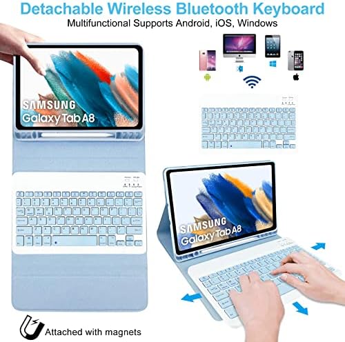 Keyboard Case for Samsung Galaxy Tab A8 10.5", Protective Cover Case with Detachable Wireless Keyboard for Galaxy Tab A8 10.5" 2022 Model (SM-X200/X205/X207)