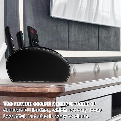 PRITOK Fernbedienungshalter mit 5 Taschen Fernbedienung Halterung PU-Leder Große Halterung für TV, DVD, 4K Stick und Bluray Fernbedienungen, Schreibtisch Organizer für Stifte, Handy