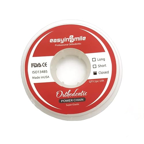 SNAWOP Cadena de Potencia de Ortodoncia Dental, Carrete Multicolor, Bandas Elásticas de Goma para Brackets Dentales (Cerrada, Transparente)