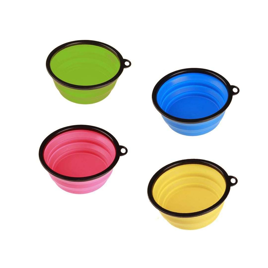 eVendis Set of 4 Foldable Portable Retractable Collapsible Water Bowl Transport Accessories Toiletry Camping Basin Bowl Fruit Bowl Dish Dog Cat Water Bottle - Image 2