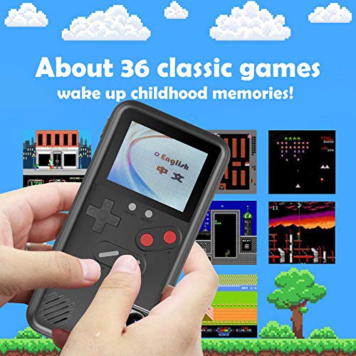 Gameboy Case for iPhone, Autbye Retro 3D Phone Case Game Console with 36 Classic Game, Color Display Shockproof Video Game Phone Case for iPhone (for iPhone 11, Black)