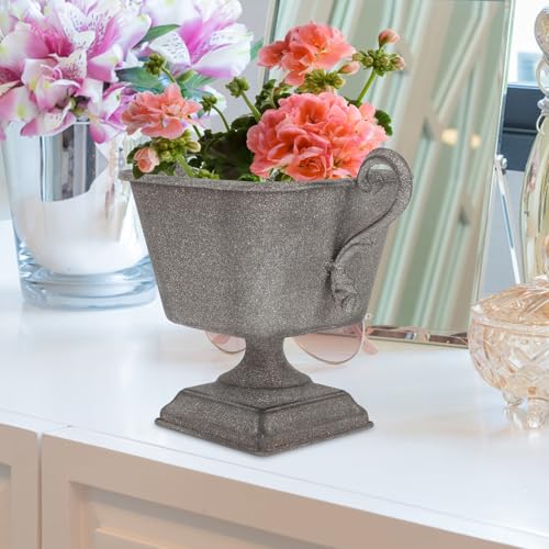 Pot de fleurs vintage en fer rétro et vase décoratif gris Lurrose