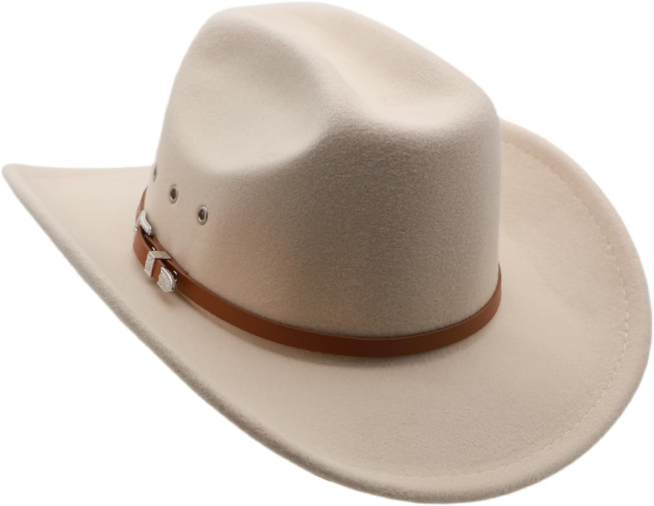 Cowboy Hat for Men Western Cowgirl Hat for Women Unisex Wide Brim Felt Fedora Hats Classic Cowboy Hats with Buckle Belt - Image 4
