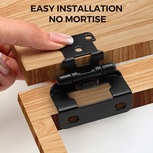 Ravinte 50 Pack 25 Pairs 1/2 Inch Overlay Kitchen Cabinet Hinges Self Closing Cabinet Door Hinges Kitchen Cabinet Semi Wrap Around Hinges For Face Frame Cabinet Matte Black Face Mount Cabinet Hardware #TOP7