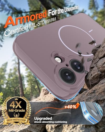 Image of Magnetic for iPhone 17 Case,Shockproof Matte Cover,Lavender Purple | with Screen Protector,Compatible with MagSafe,Military Grade Drop Protection,Full Camera Protection,Non-Slip Design Case
