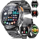 LIGE Military Smart Watch for Men with LED Flashlight, Bluetooth Call, 1.43" AMOLED Screen, 5ATM Waterproof Fitness Tracker, 530mAh Large Battery, 170+ Sport Modes, Compatible iOS Android, 3 Straps
