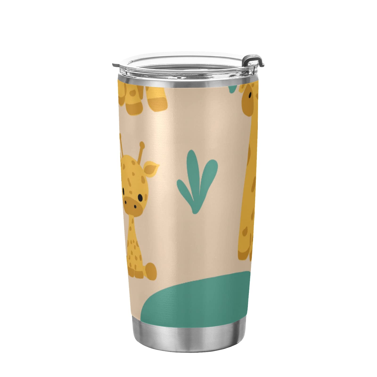 MNSRUU Isolierte Wasserflasche Mit Giraffen-Familie – 590 Ml Edelstahl, Mit Strohhalm, Hält 24 H Kalt & 8 H Warm