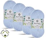 Kartopu Baby Natural Cotton,Cotton Yarn,Baby Knitting Yarn,Structure Very Soft,(4Balls) Each Skein(Ball) 3.53 Oz (100g) (Baby Blue 544)