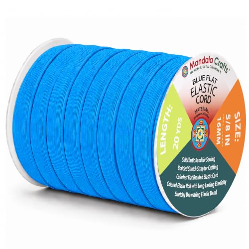 Mandala Crafts 20 Yards 5/8 Inch 16mm Blue Elastic Bands for Sewing