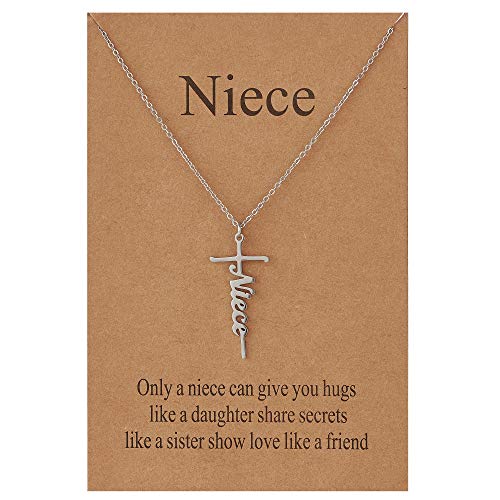 Lcherry Niece Cross Pendant Necklace Stainless Steel Cross Necklace Religious Jewelry for Women