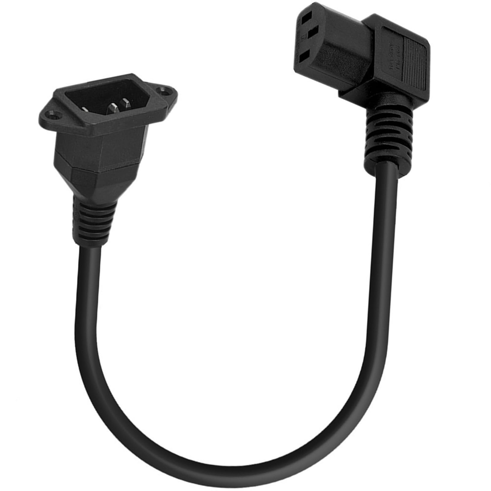 CERRXIAN Lot De 2 Câbles D'Alimentation IEC C14 Mâle 90° Gauche - 18AWG à Fil Nu - Queue De Cochon Pour Réparation PC, Électroménager