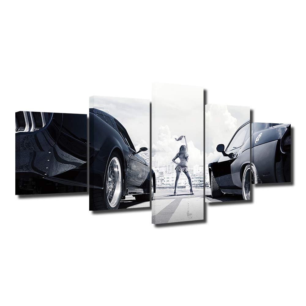 Art imprimé de prestige avec ce tableau sur toile racing voitures 5 pièces au rendu premium