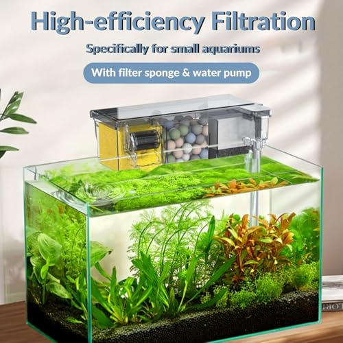 Image of VAYINATO Multifunctional External Wall-Mounted Waterfall Aquarium Filter with Bio Wheel | 3-Stage Filtration System with Filter Media & Built-in Water Pump (BL-772)