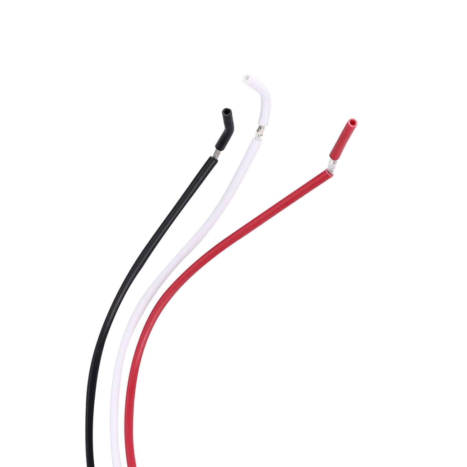 Close-up of the three-wire system (red, white, black) of the photocell switch