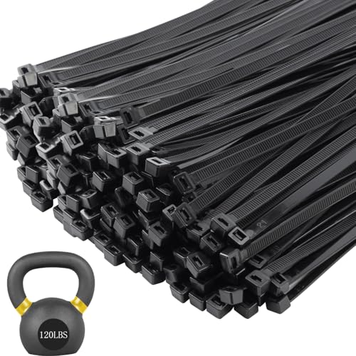 MasiStranth 18 inch Black Zip Ties Heavy Duty 250 PACK 120LBS Tensile Strength Self-Locking heavy duty UV Resistant Cable Tie Wraps for indoor and outdoor use