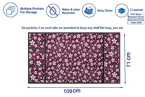 Image of The Furnishing Tree Fridge Top Cover Compatible for Samsung RR21C2H25CR /HL, 189 LTR WxL 71x109 in CM Floral Pattern Purple