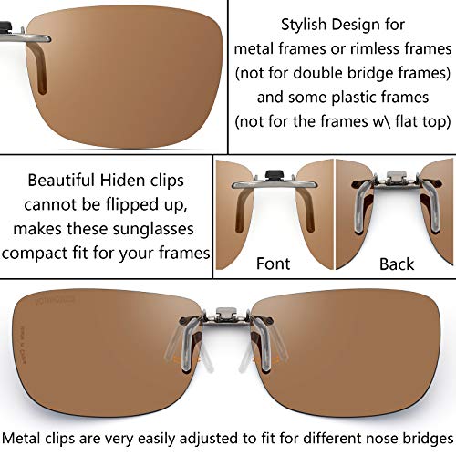 Image of Polarized Clip On Sunglasses Over Prescription Glasses Men Women Compact Fit Non-Flip Up