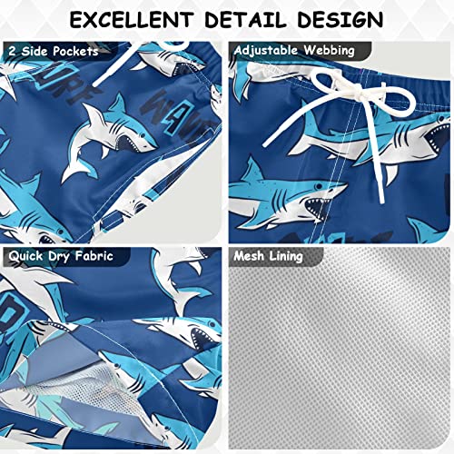 Father Son Matching Swim Trunks Funny Shark Blue Dad and Son Matching Swim Trunks for Men and Boy Board Shorts4
