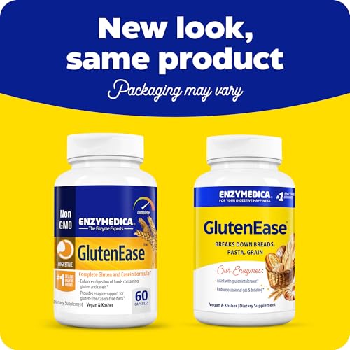 Enzymedica GlutenEase, Advanced Digestive Enzymes for Women and Men, Fast-Acting Formula for Bloating Relief & Digestive Health, Helps Break Down Gluten & Casein, 120 Capsules FFP - Image 3