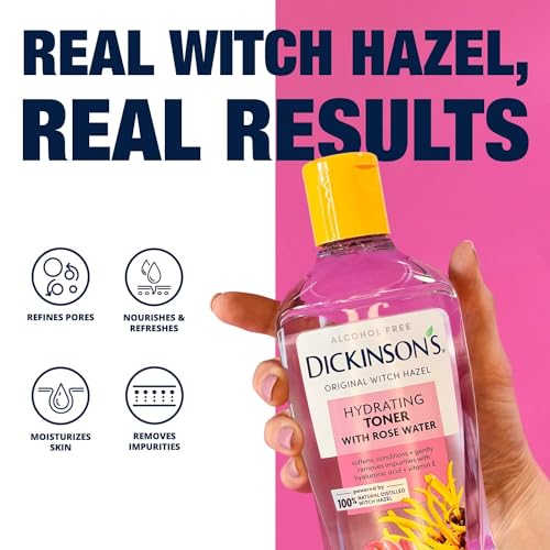 Dickinson's Enhanced Witch Hazel Hydrating Toner with Rosewater, Alcohol Free, 98% Natural Formula, 16 Fl Oz (Pack of 1) - Image 4
