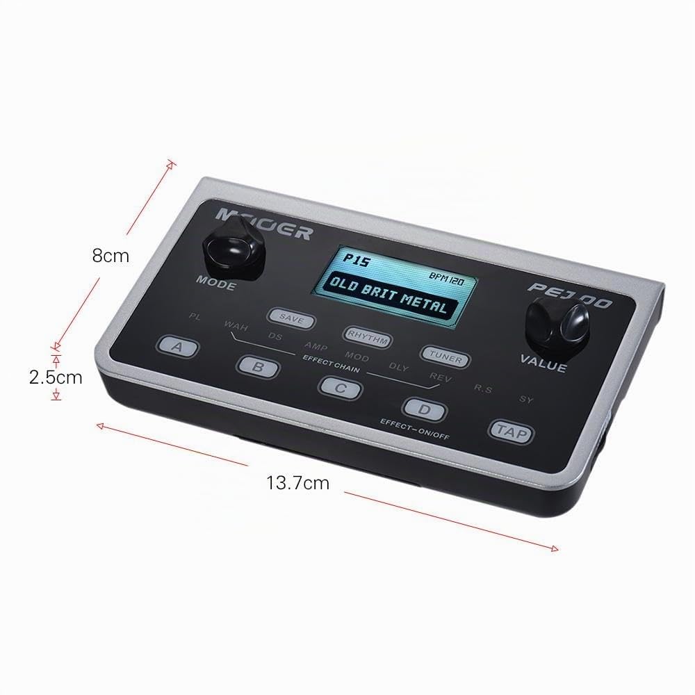 Nikou Multi-Effekt Prozessor Gitarreneffektpedal Tragbarer E-Gitarren Effekttisch 39 Effekte 40 Drum Patterns 10 Metronome Tap Tempo