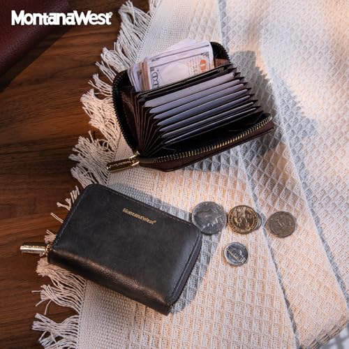 Image of Montana West Small Credit Card Holder Compact RFID Card Wallet Slim Card Organizer Case with Zipper Gift Card Holder for Women Men