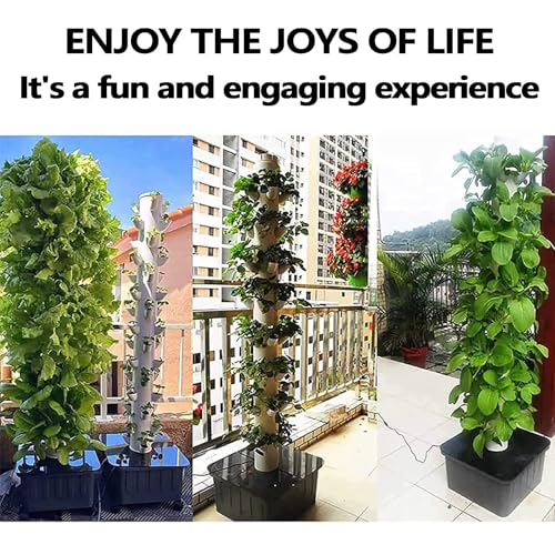 Juego de sistema de cultivo de torre hidropónica, 15 pisos y 45 agujeros, kit hidropónico completo para jardinería vertical interior y acuaponía