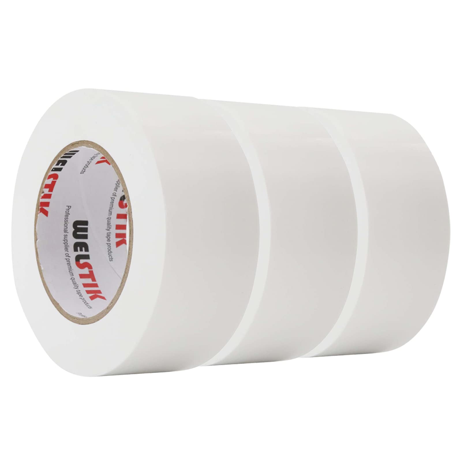 WELSTIK Professional Duct Tape 3 Pack 48mm x 27m Waterproof Tape Fabric Coloured Gaffer Tape for Repairs, DIY, Crafts, Indoor and Outdoor Use,White