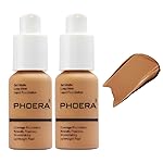 2 Pack PHOERA Foundation 106 Warm Sun Makeup,Full Coverage Foundation for Women and Girls