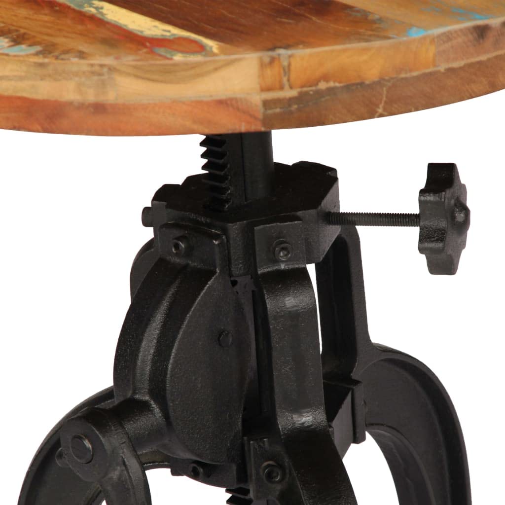 vidaXL Tavolino 45x(45-62) cm in Legno Massello di Recupero e Ghisa